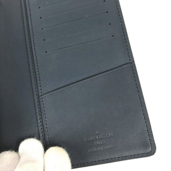 Auth LOUIS VUITTON M41899 Cuir-ombre Portefeuille Brazza Bifold Long Wallet Navy - Picture 9 of 11